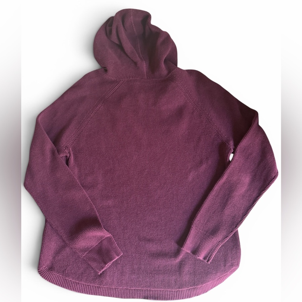 Ralph by Ralph Lauren Merlot Hooded Waffle Knit Sweater 100% Cotton Classic - Picture 2 of 6